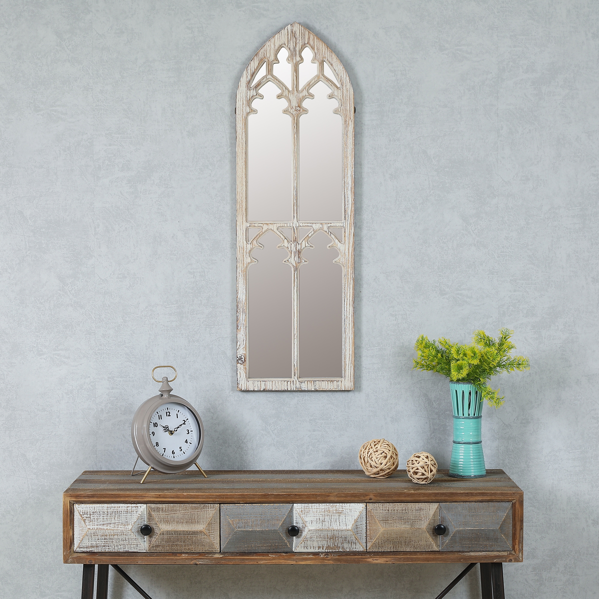 Household Essentials Large Framed Decorative Scroll Wall Mirror White Household Essentials Large Framed Decorative Scroll Wall Mirror White